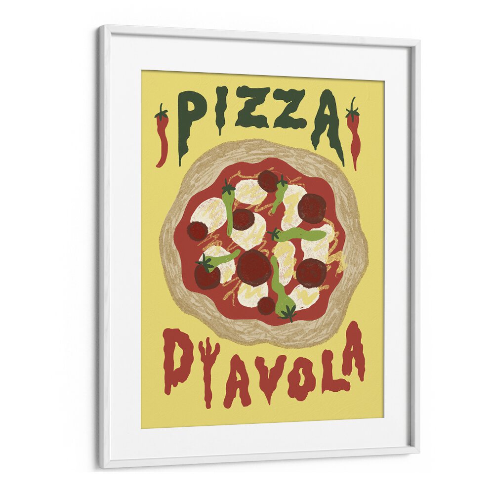 Pizza Dyavola by Studio Dolci Kitchen Posters in White Frame With Mount