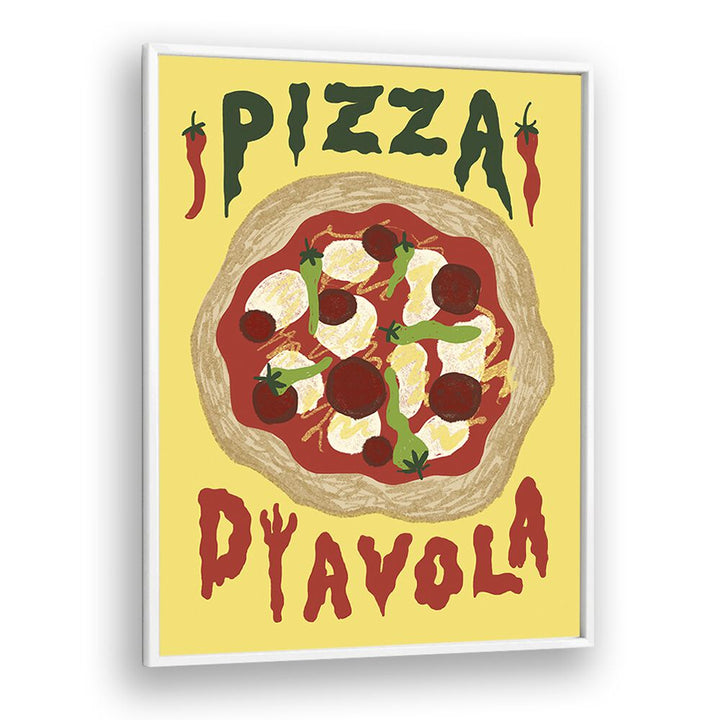 Pizza Dyavola by Studio Dolci Kitchen Posters in White Plain Frame