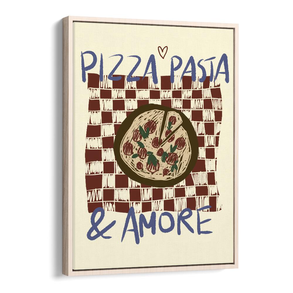 Pizza Pasta by Studio Dolci Kitchen Posters in Oak Wood Floater Frame