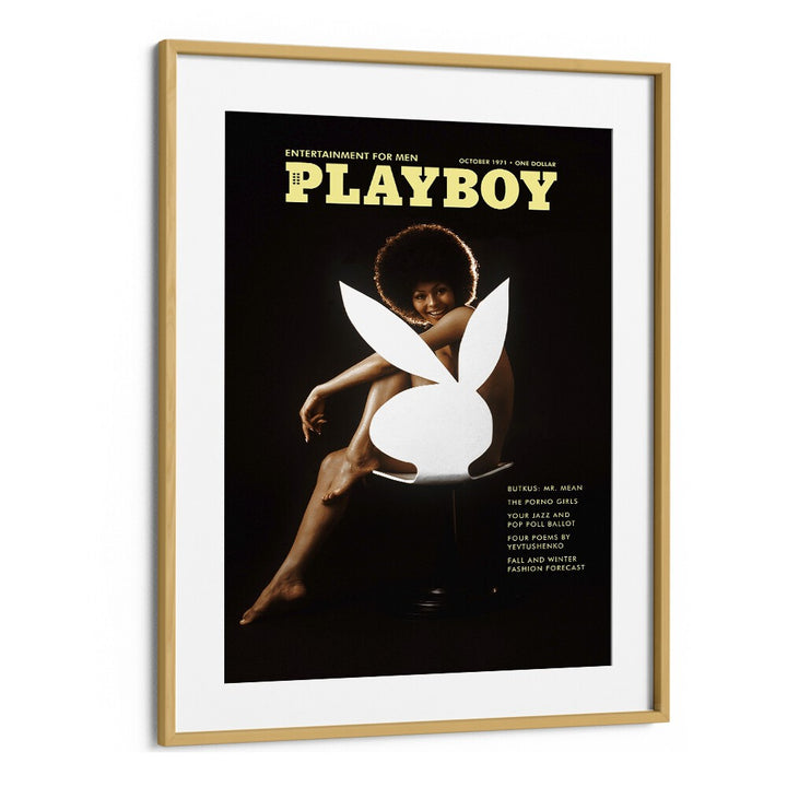 Playboy  Women Illustrations paintings in Oak Wood Frame With Mount