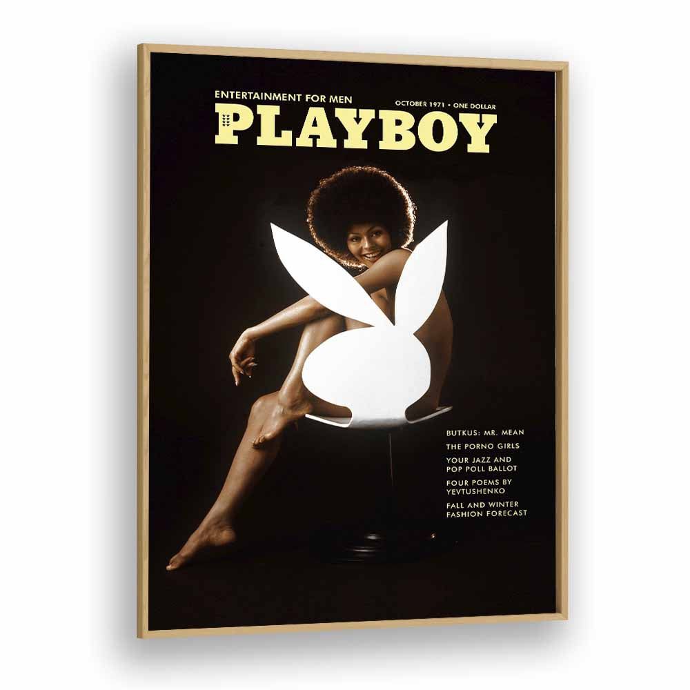 Playboy  Women Illustrations paintings in Oak Wood Plain Frame