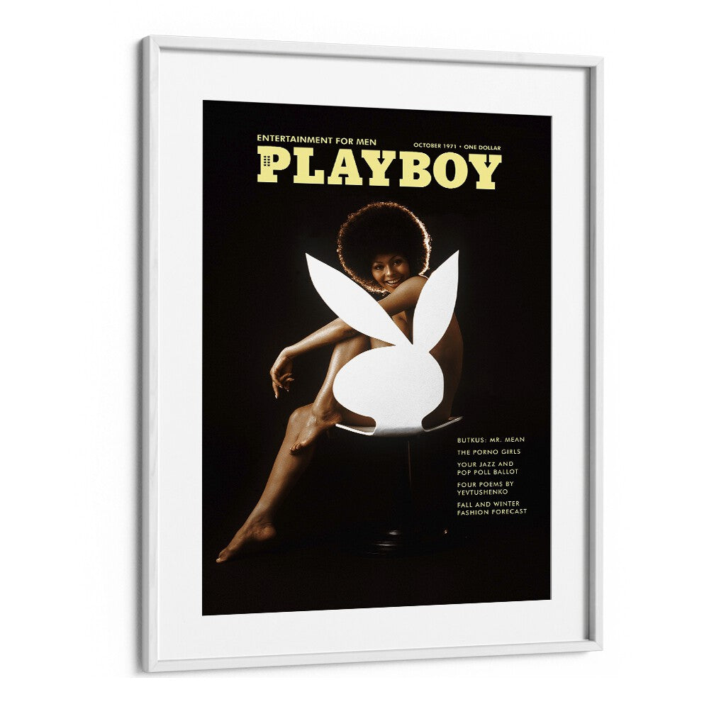 Playboy  Women Illustrations paintings in White Frame With Mount