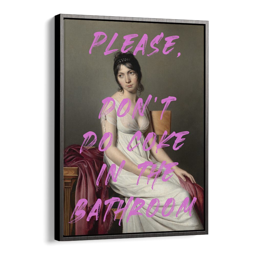 Please Dont Do Coke in the Bathroom by the Art Concept Altered Art Prints in Black Floater Frame