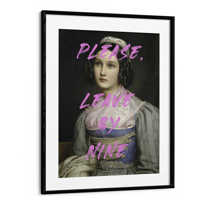 Please Leave by the Art Concept Altered Art Prints in Black Frame With Mount