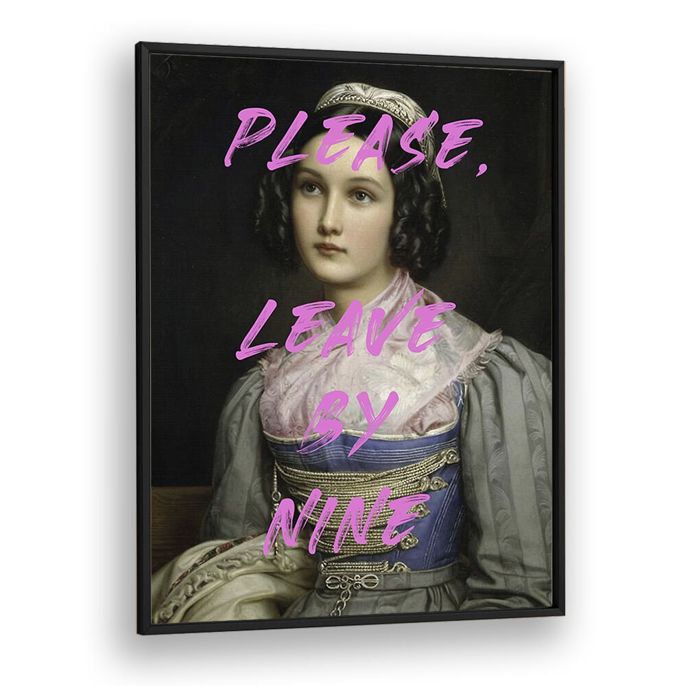 Please Leave by the Art Concept Altered Art Prints in Black Plain Frame