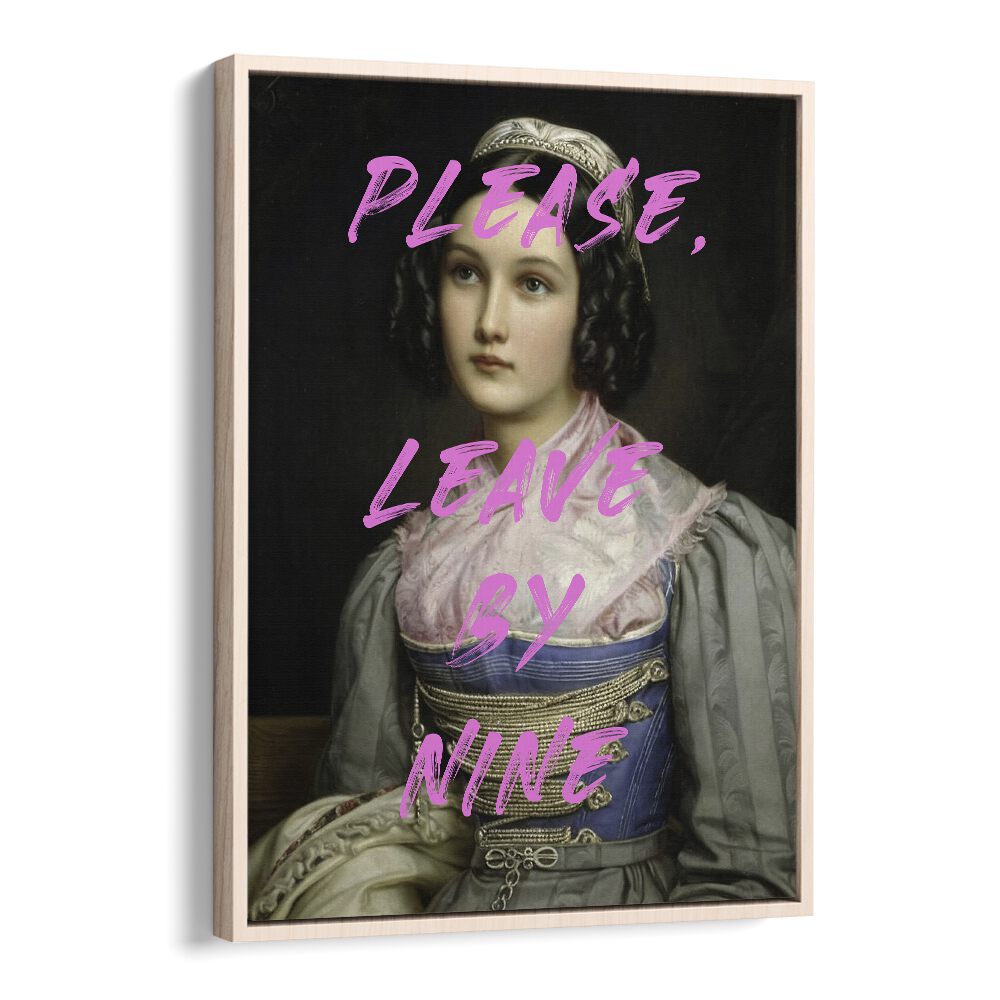 Please Leave by the Art Concept Altered Art Prints in Oak Wood Floater Frame