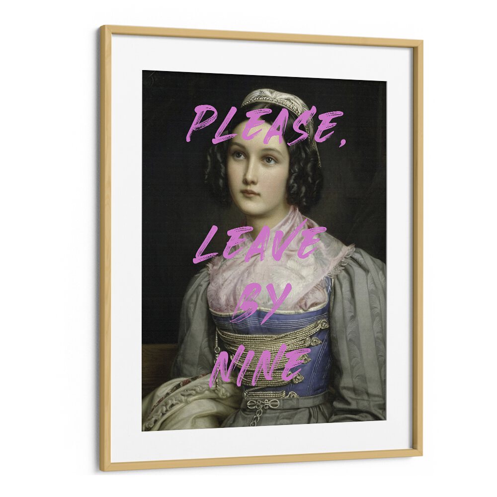 Please Leave by the Art Concept Altered Art Prints in Oak Wood Frame With Mount