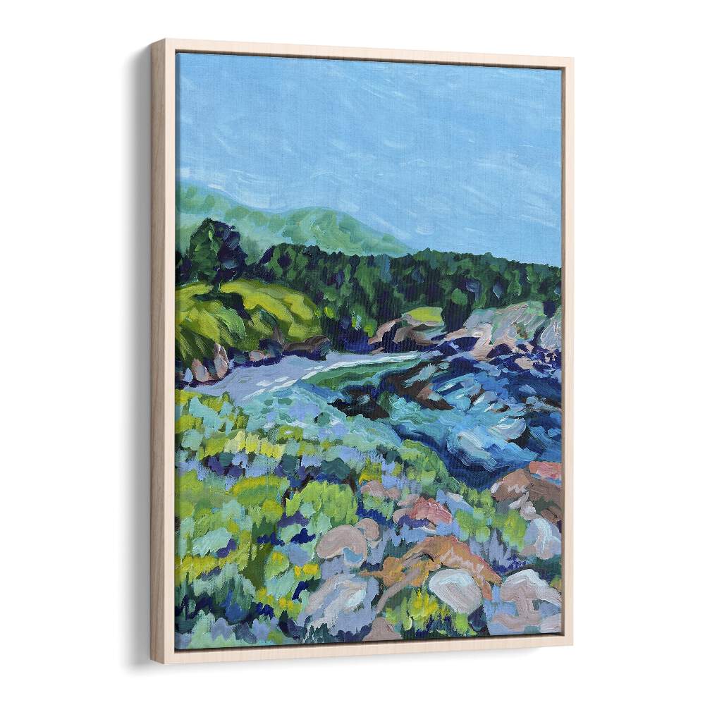 Point Lobos By Key And Sea Creative Landscape Room Art in Oak Wood Floater Frame