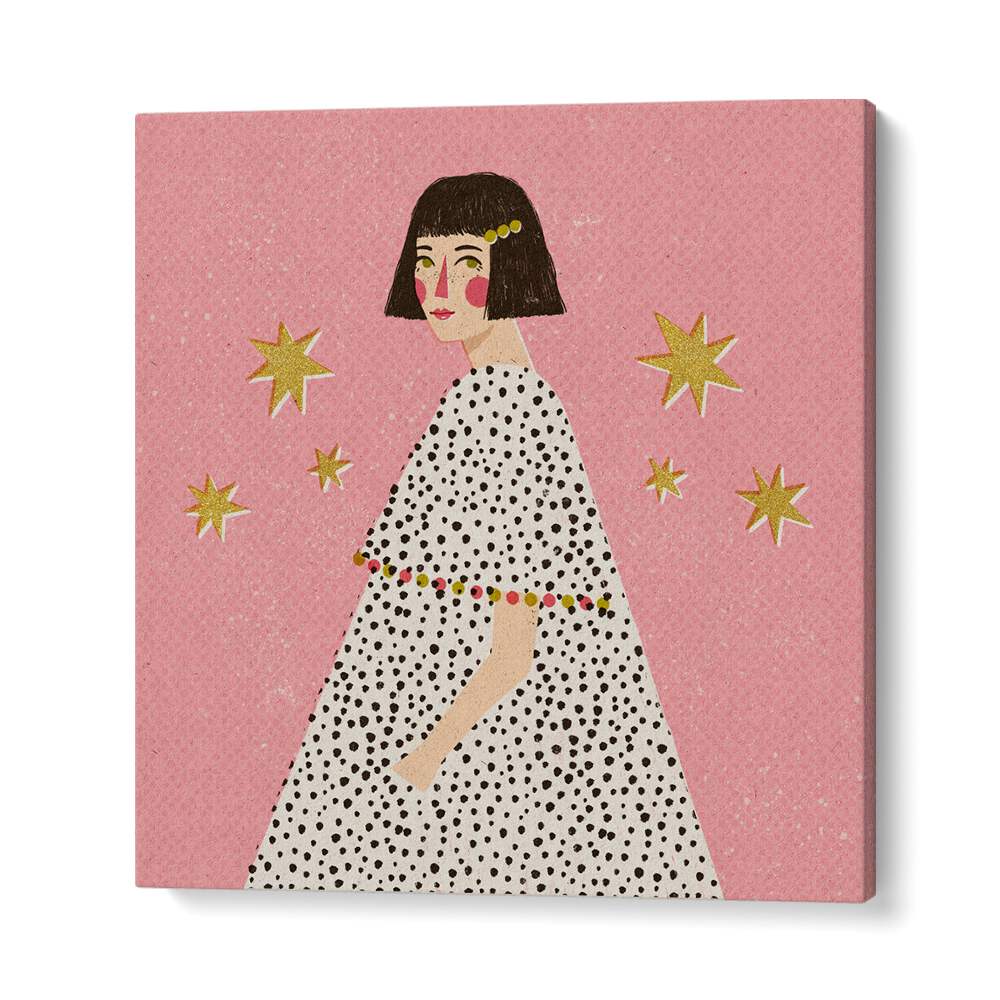 Polka Dots Girl By Julia Leister Women Illustration Paintings in Gallery Wrap