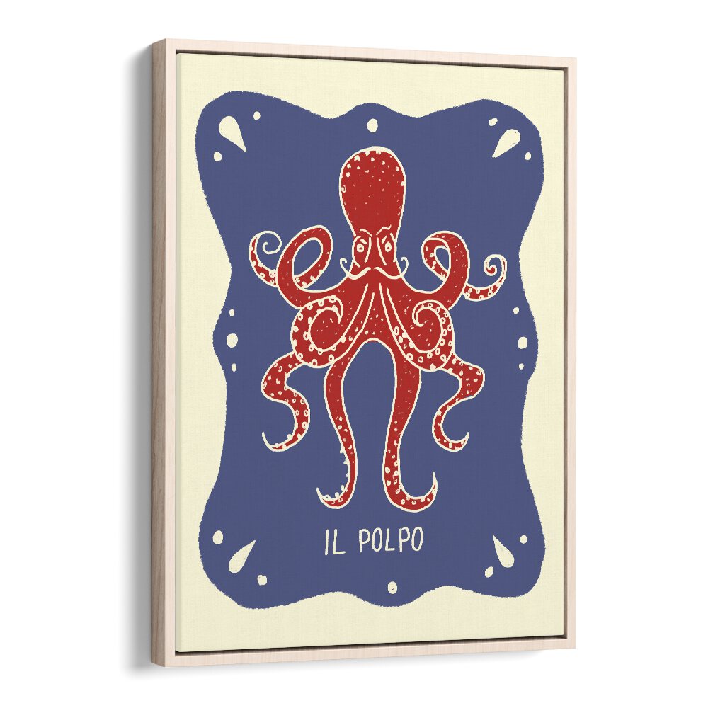 Polpo Up by Studio Dolci Kitchen Posters in Oak Wood Floater Frame