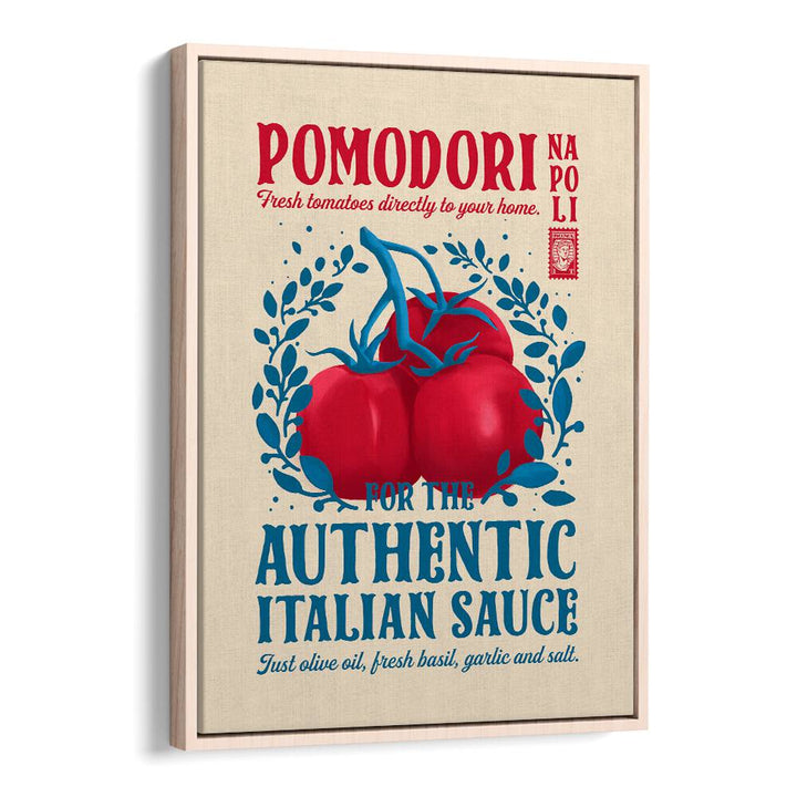 Pomodori Kitchen Print by Studio Mandariini Kitchen Posters Kitchen Art Prints in Oak Wood Floater Frame