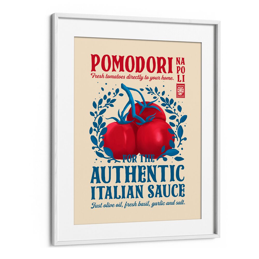 Pomodori Kitchen Print by Studio Mandariini Kitchen Posters Kitchen Art Prints in White Frame With Mount