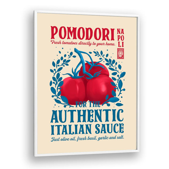 Pomodori Kitchen Print by Studio Mandariini Kitchen Posters Kitchen Art Prints in White Plain Frame