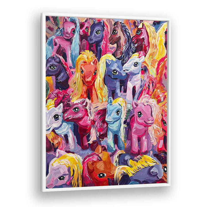 Ponies By Key And Sea Creative Kids Room Art in White Plain Frame