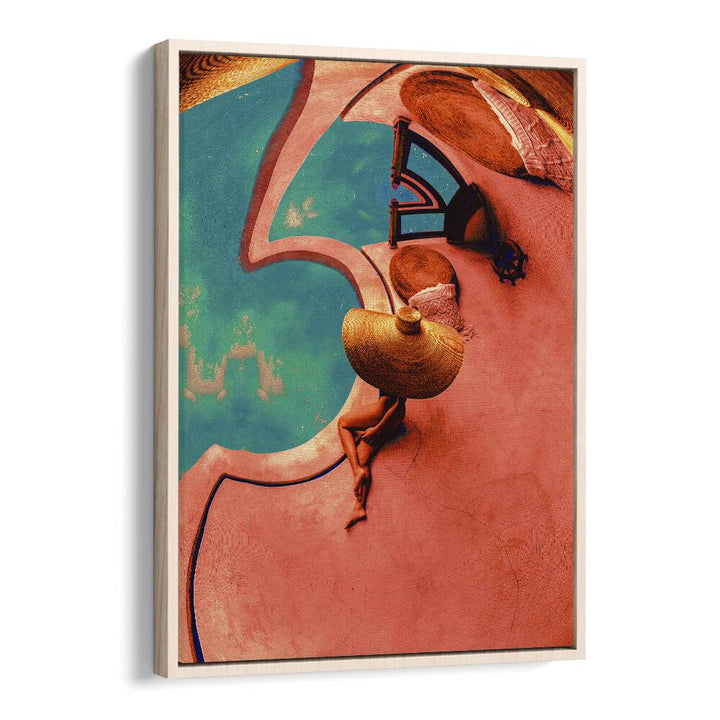 Poolside I By Cosmo Zach Surreal Art Prints Surrealism in Oak Wood Floater Frame