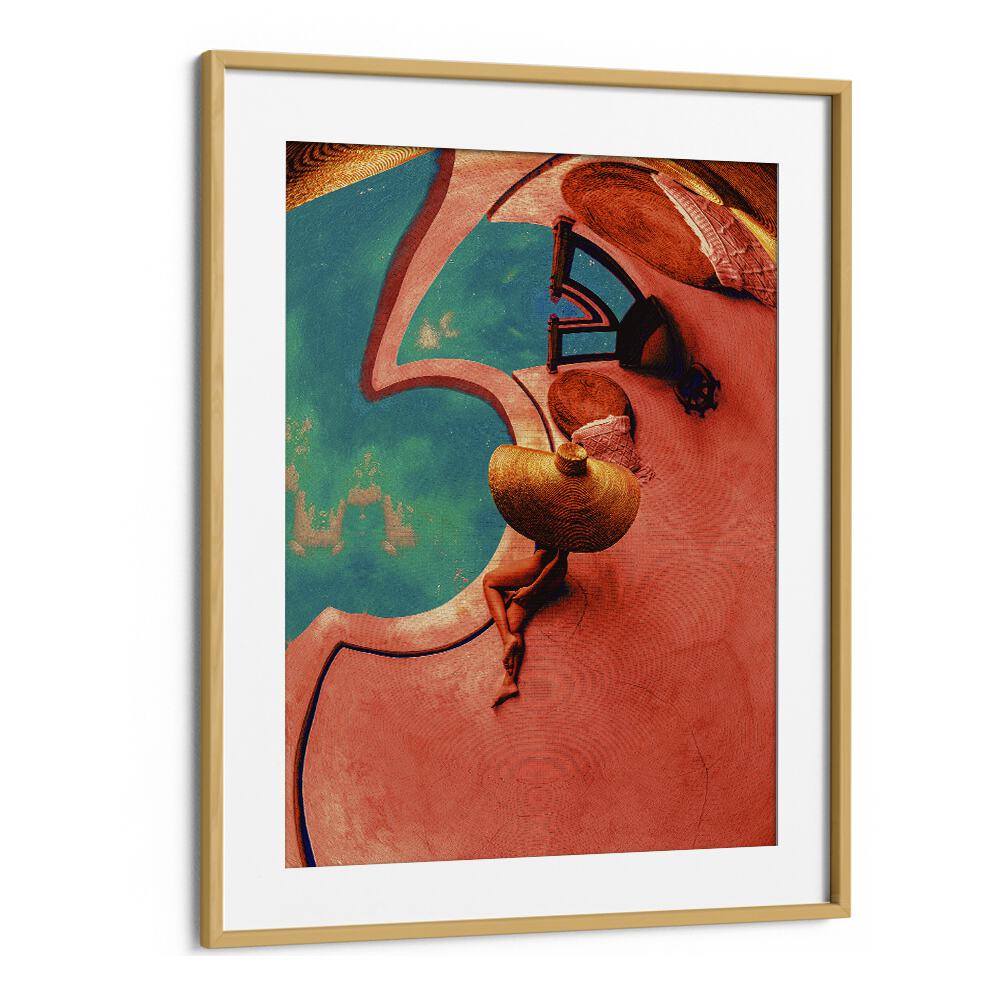 Poolside I By Cosmo Zach Surreal Art Prints Surrealism in Oak Wood Frame With Mount