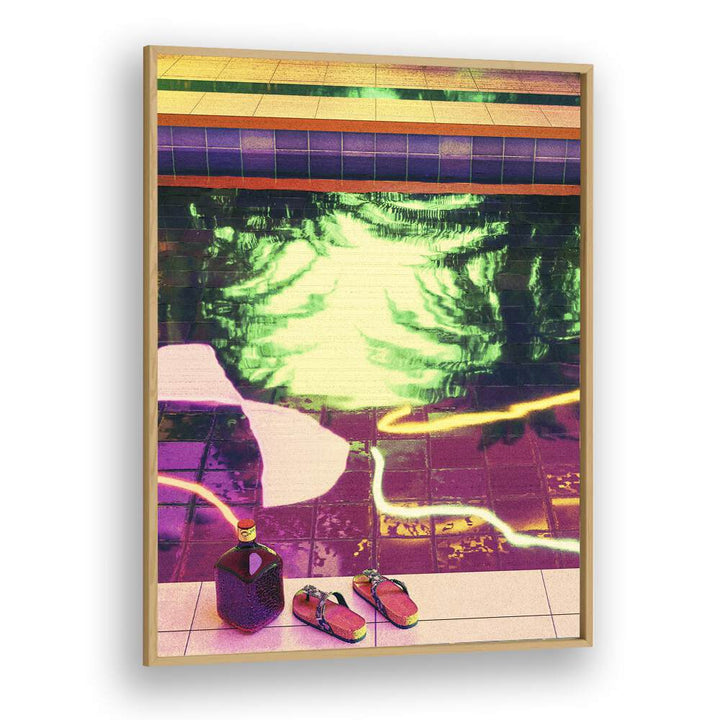 Poolside Ii By Cosmo Zach Surreal Art Prints Surrealism in Oak Wood Plain Frame