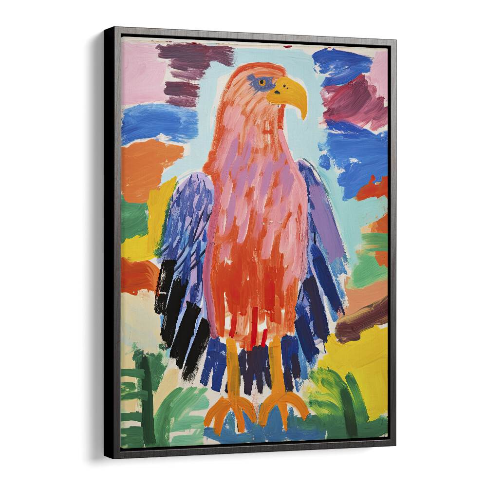 Pop Eagle  Kids Paintings in Black Floater Frame