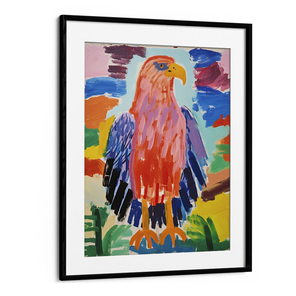 Pop Eagle  Kids Paintings in Black Frame With Mount