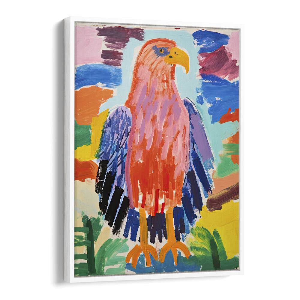 Pop Eagle  Kids Paintings in White Floater Frame