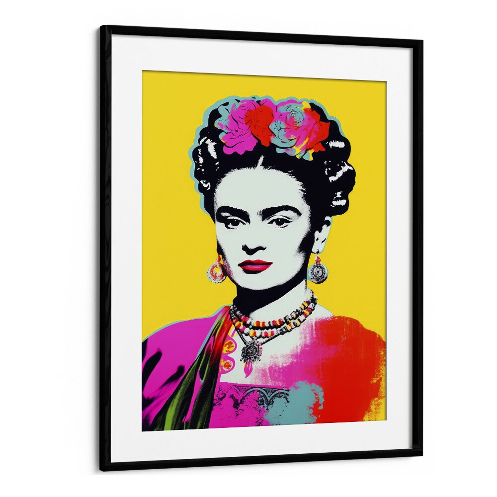 Pop Lady II by Treechild Women Illustration Paintings in Black Frame With Mount