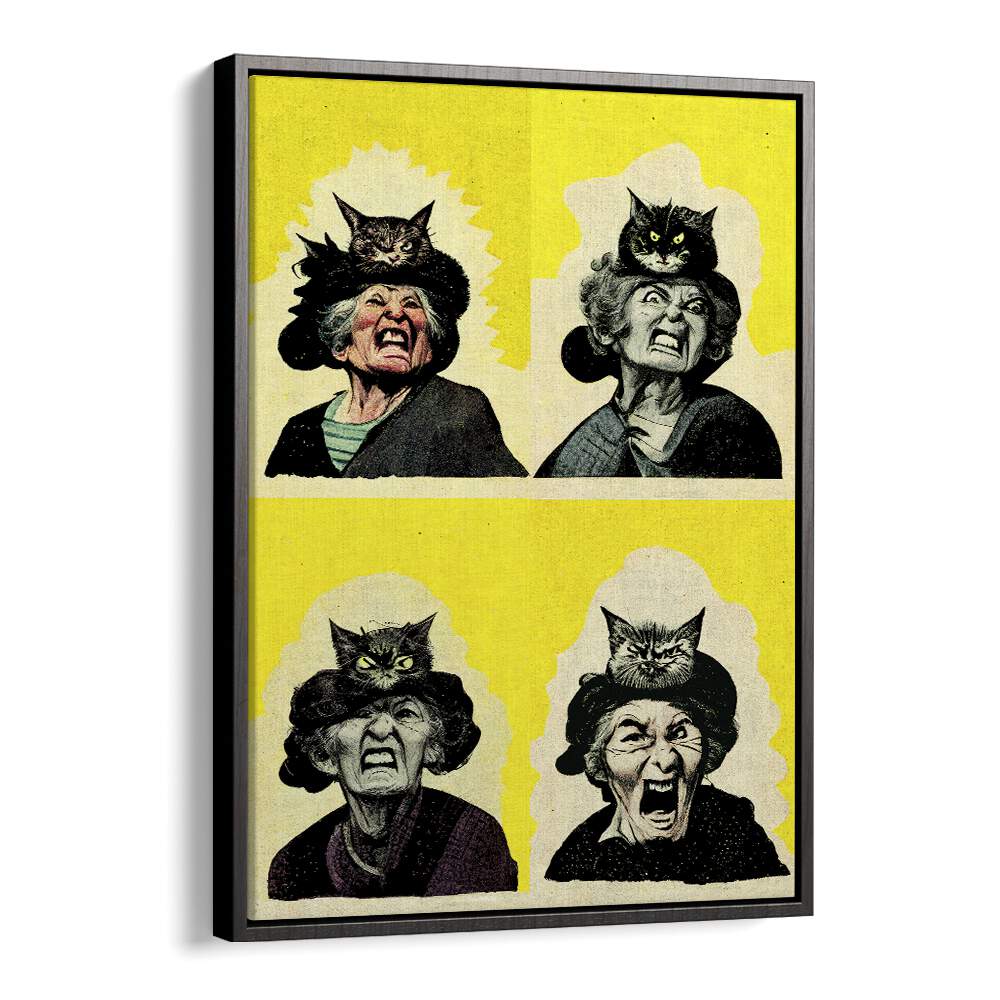 Pop Lady by Treechild Pop Art Paintings in Black Floater Frame