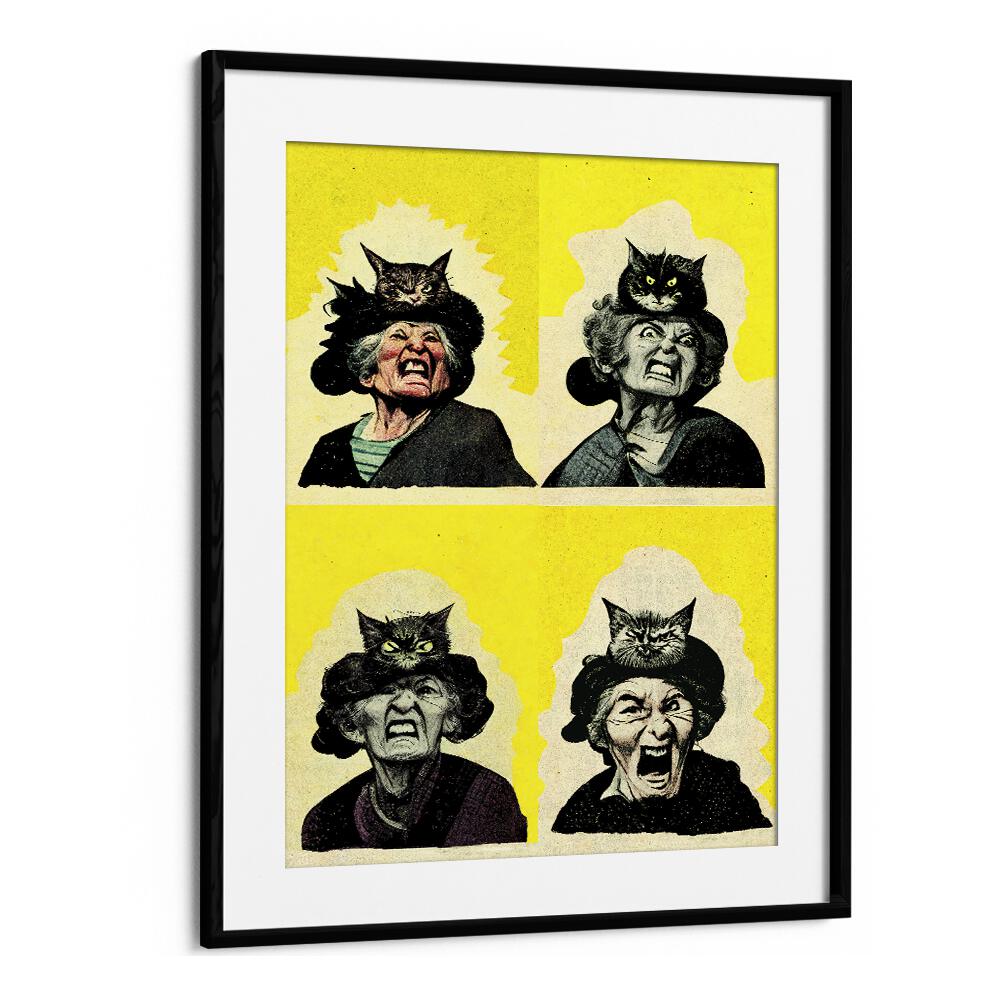 Pop Lady by Treechild Pop Art Paintings in Black Frame With Mount