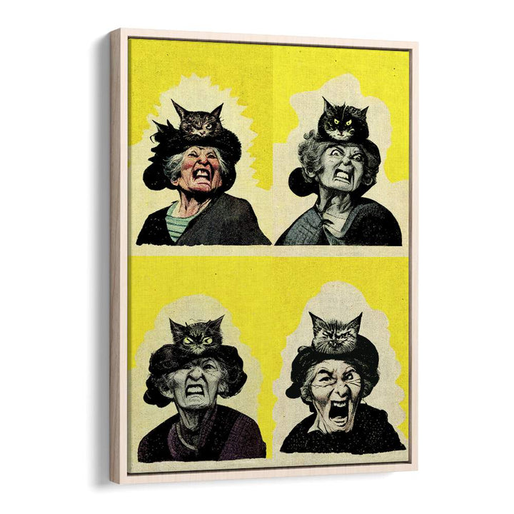 Pop Lady by Treechild Pop Art Paintings in Oak Wood Floater Frame