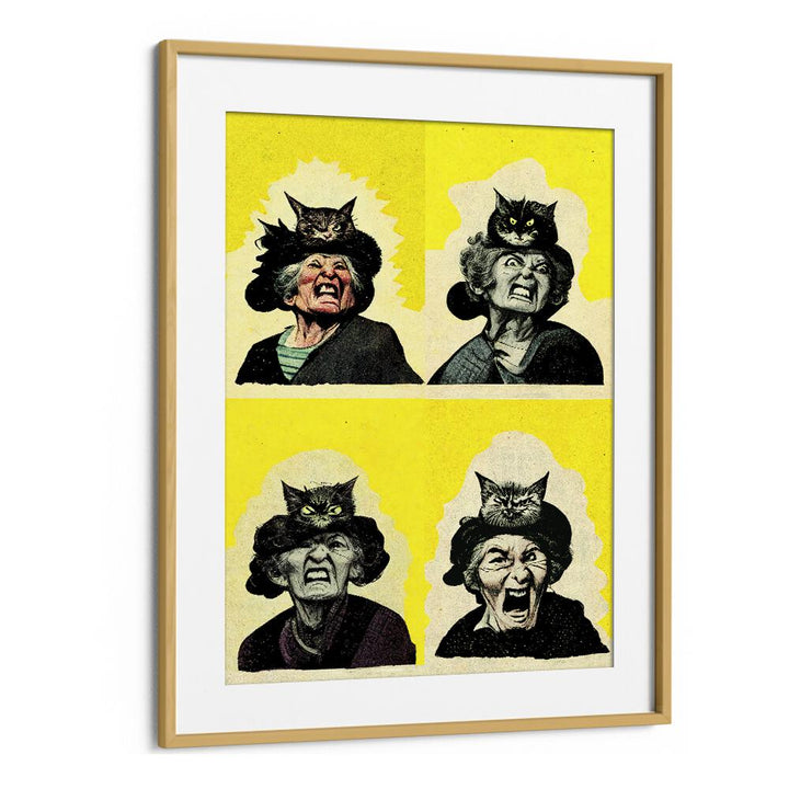 Pop Lady by Treechild Pop Art Paintings in Oak Wood Frame With Mount