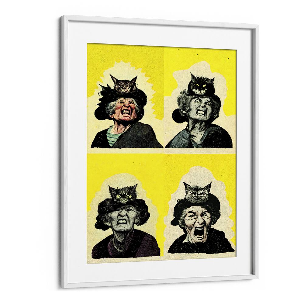 Pop Lady by Treechild Pop Art Paintings in White Frame With Mount