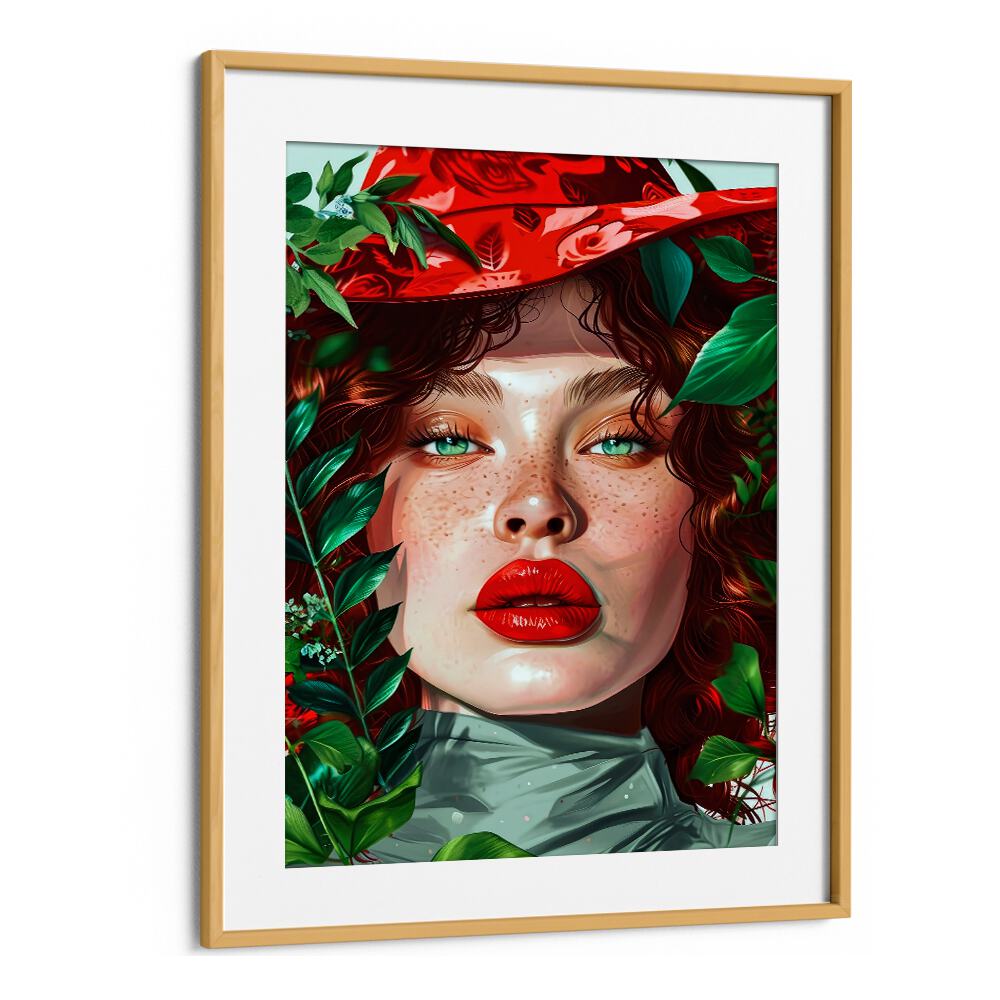 Pop Women Portrait ii Pop Art Paintings Pop Art Prints in Oak Wood Frame With Mount