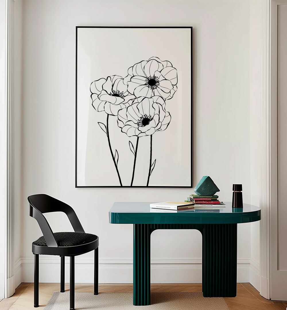 Poppies by Martina Line Art Paintings placed on wall 
