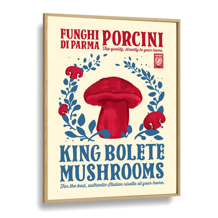 Porcini Kitchen Print by Studio Mandariini Kitchen Posters Kitchen Art Prints in Oak Wood Plain Frame