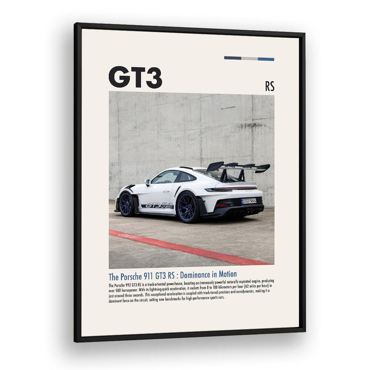 Porsche 911 GT3 RS Car Posters Automotive Wall Art Prints in Black Plain Frame