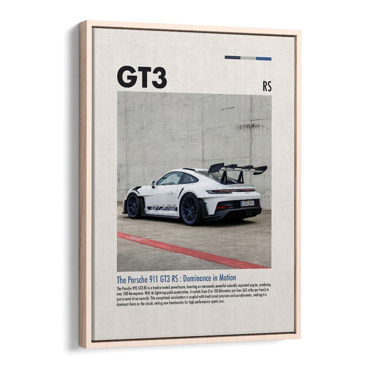 Porsche 911 GT3 RS Car Posters Automotive Wall Art Prints in Oak Wood Floater Frame