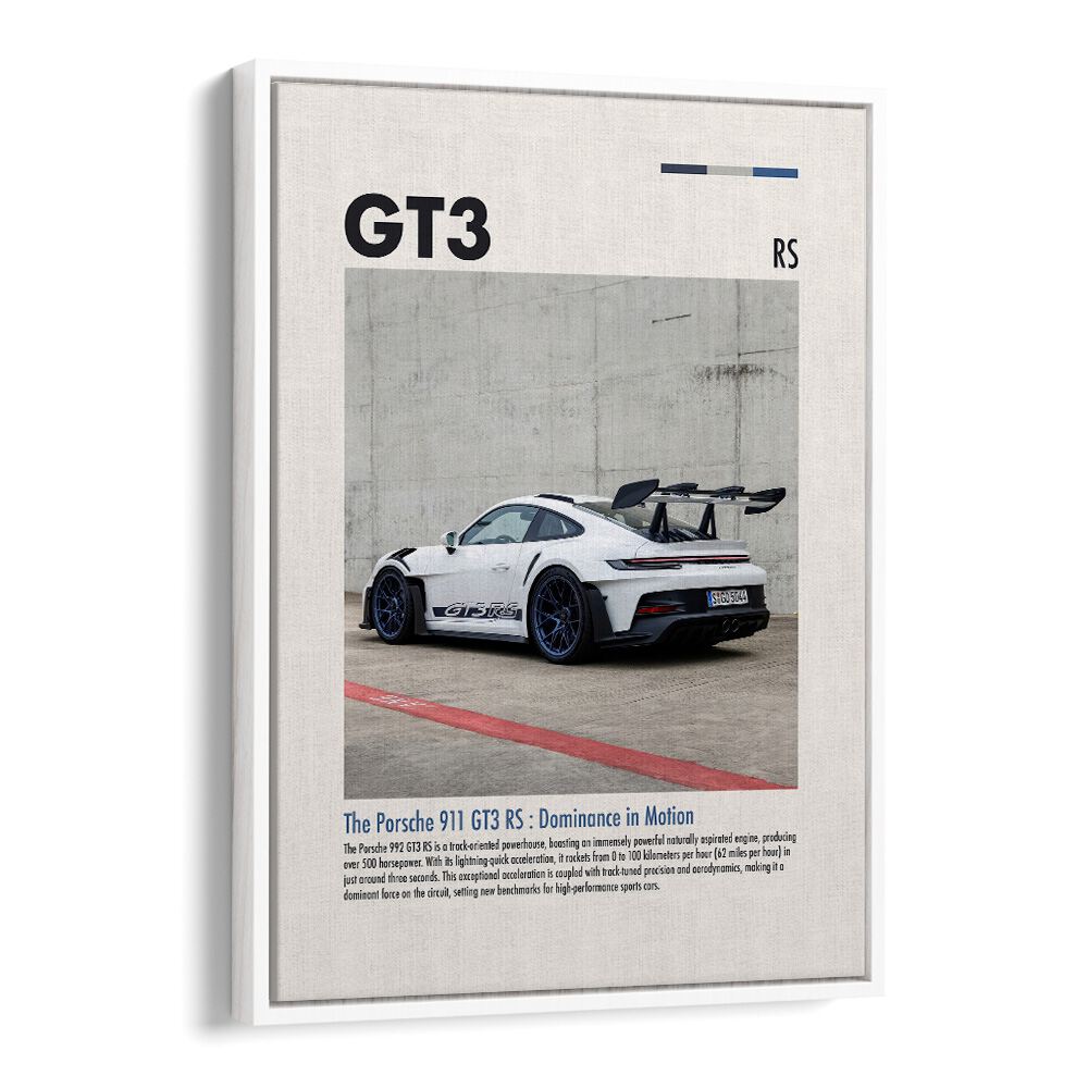 Porsche 911 GT3 RS Car Posters Automotive Wall Art Prints in White Floater Frame