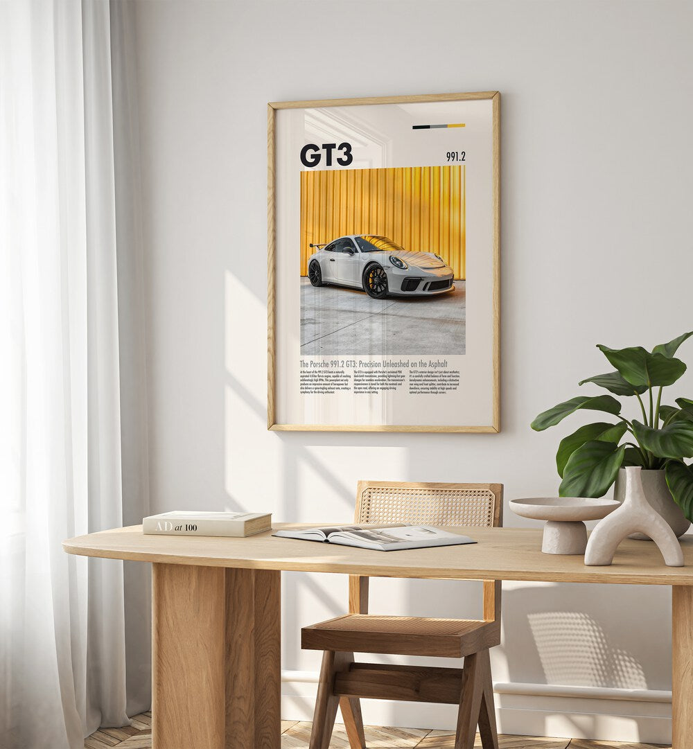 Porsche 991 GT3 car posters add a stylish touch to any space, perfect for automotive enthusiasts' decor.