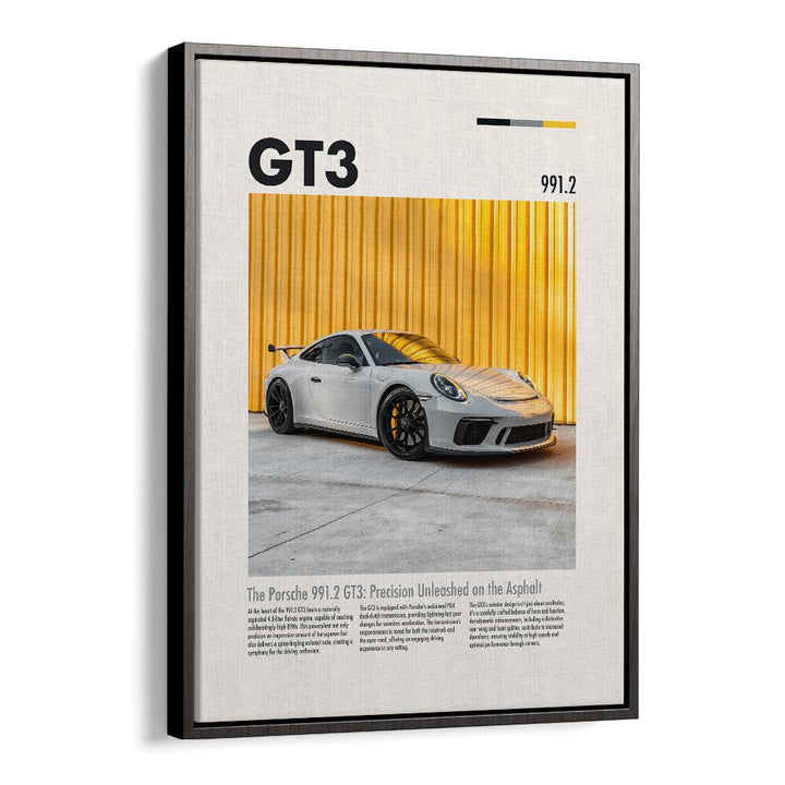 Transform your decor with PORSCHE 991 GT3, CAR POSTERS featuring stunning automotive wall art in a sleek frame.