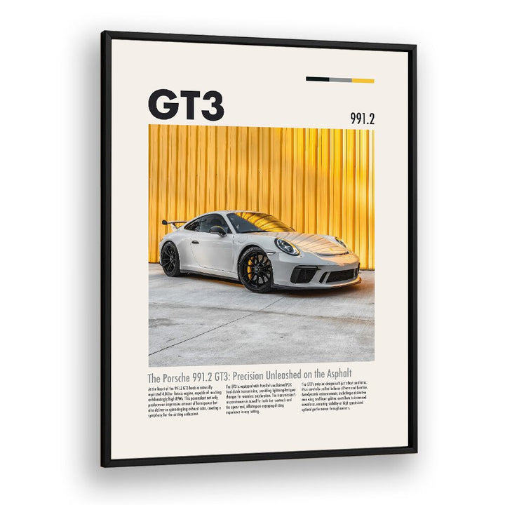 Stunning PORSCHE 991 GT3 CAR POSTERS in a sleek black frame, perfect for elevating your decor.