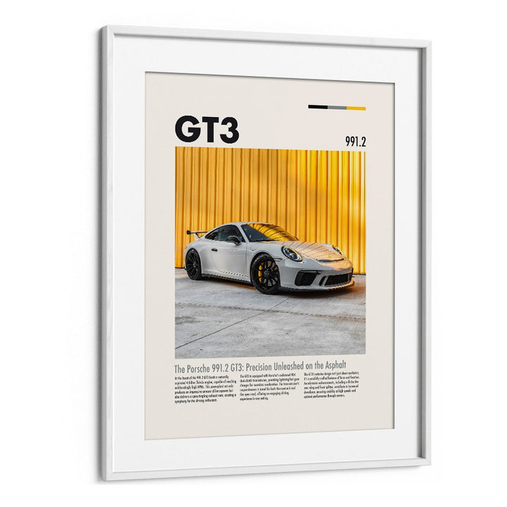 Stunning PORSCHE 991 GT3 car posters in a white frame, perfect for enhancing your automotive decor.