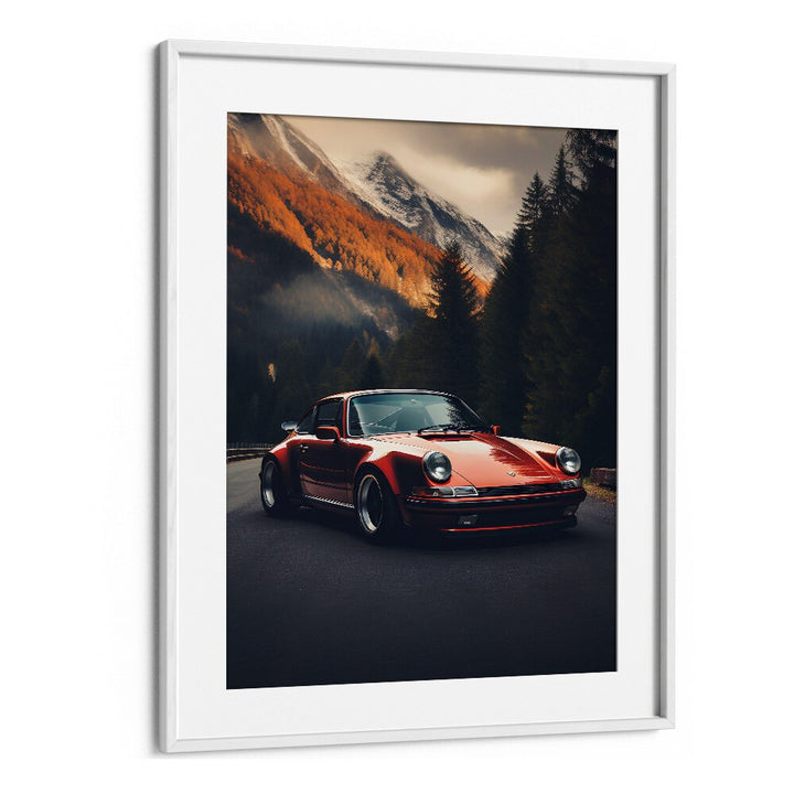 Stylish PORSCHE CREATIVE I Car Posters in a white frame, perfect for enhancing your automotive-themed decor.