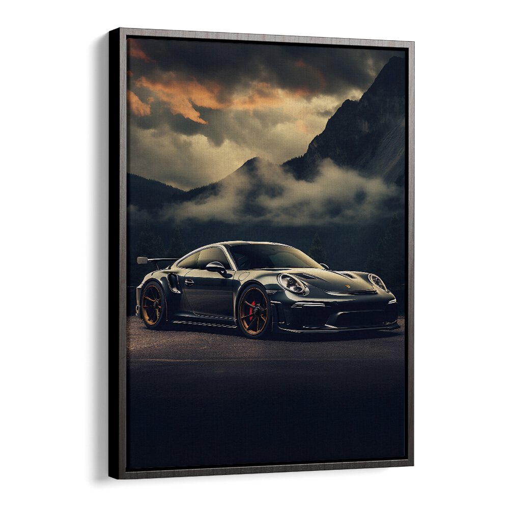Transform your space with PORSCHE CREATIVE II, CAR POSTERS showcasing iconic automotive design in a sleek black frame.