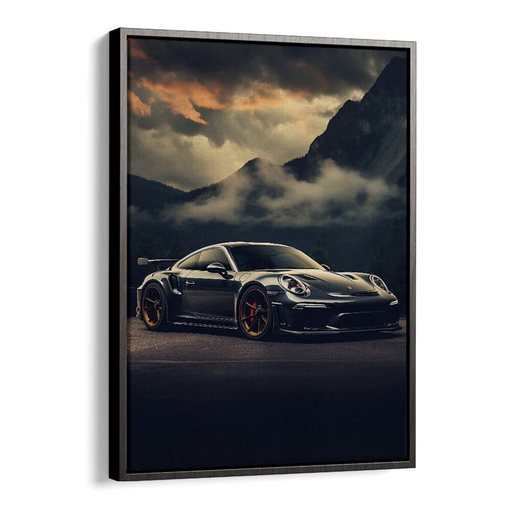 Transform your space with PORSCHE CREATIVE II, CAR POSTERS showcasing iconic automotive design in a sleek black frame.