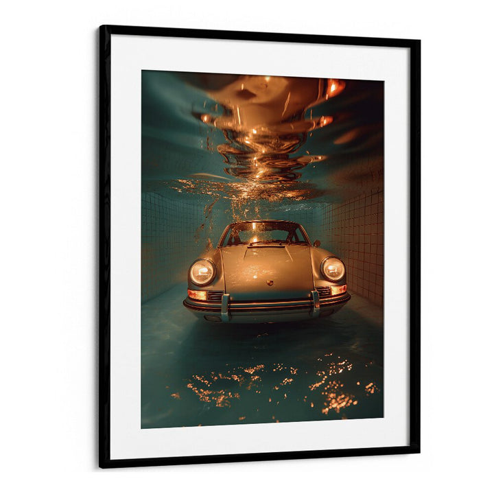 Transform your space with PORSCHE CREATIVE IV, CAR POSTERS showcasing a stunning car submerged in water.
