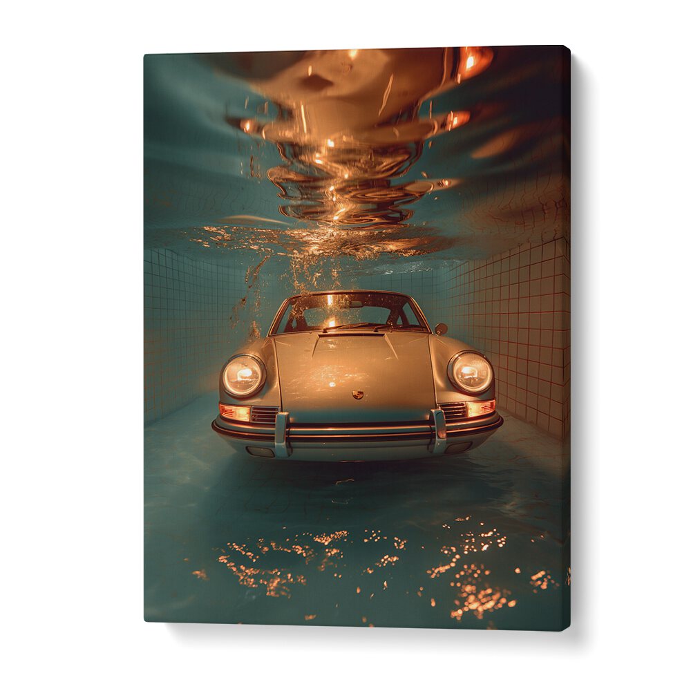Transform your space with PORSCHE CREATIVE IV, CAR POSTERS featuring a stunning underwater Porsche design.