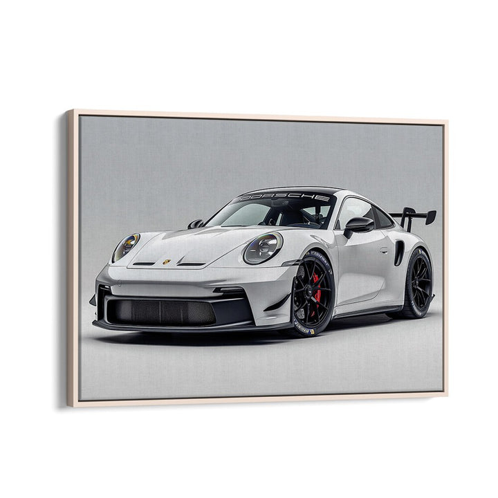 Porsche Creative IX Car Posters Automotive Wall Art Prints in Oak Wood Floater Frame