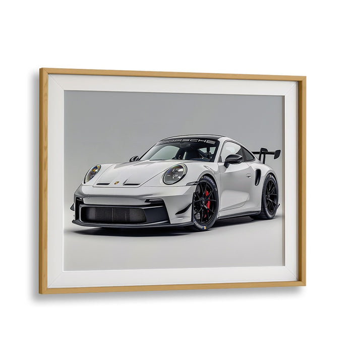 Porsche Creative IX Car Posters Automotive Wall Art Prints in Oak Wood Frame With Mount