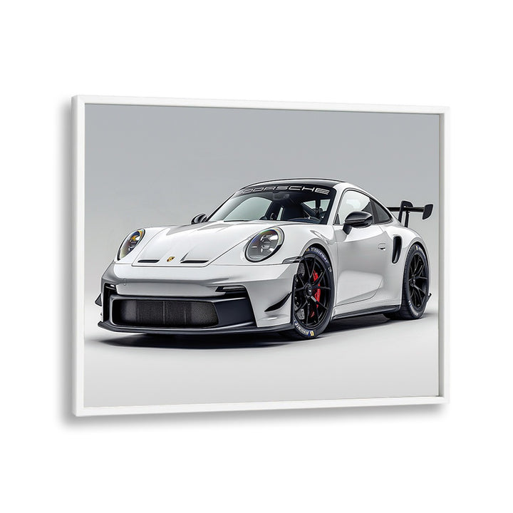 Porsche Creative IX Car Posters Automotive Wall Art Prints in White Plain Frame