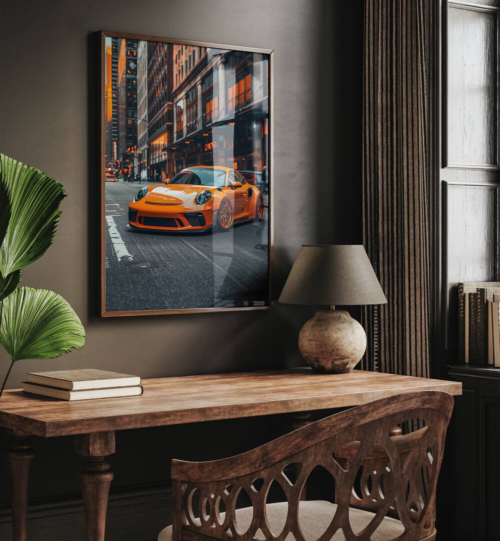 Revitalize your decor with PORSCHE CREATIVE V, CAR POSTERS showcasing dynamic automotive art in a stylish setting.