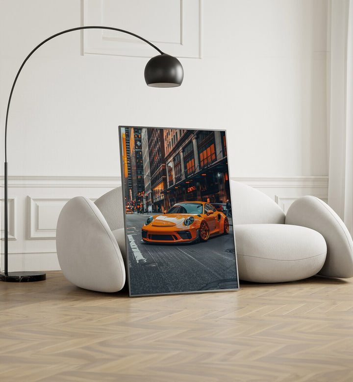 Transform your space with PORSCHE CREATIVE V, CAR POSTERS showcasing sleek automotive design and vibrant colors.